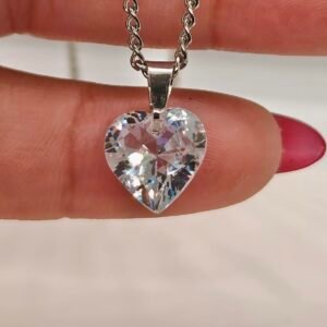 Colar Coração Pedra Transparente