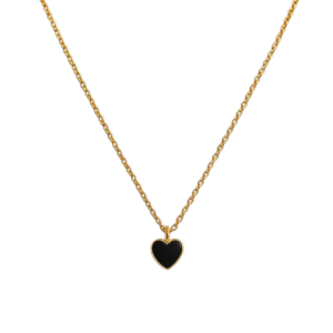 Colar Coração Pedra Preta